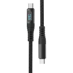 Przewód USB z wyświetlaczem typ: C / Fast Charging / 1m / Czarny