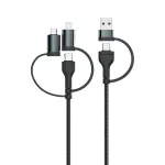 Przewód USB z adapterem 5w1 typ: C, Micro, Lightning / Fast Charging / 1.2m / Czarny