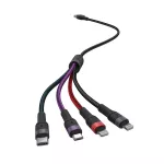 Przewód USB z adapterem 3w1 typ: C, Micro, Lightning / Fast Charging / 1.2m / Czarny