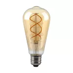 5W ST64 Żarówka LED Filament / Barwa:1800K / Klosz Bursztynowy / Ściemniana / Trzonek:E27