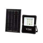 6W Naświetlacz LED solarny / Panel z przewodem / Pilot / Barwa:6400K / Obudowa: Czarna