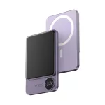 Power Bank Magnetyczny kompatybilny z iPhone 12 i wyższymi modelami / Ultra cienki 9mm / 5000mAh / Szybkie ładowanie / Obudowa aluminium / Fioletowy