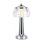 Lampka nocna LED zasilana bateryjnie / Wysokość:26,5cm / Bateria 1800mAh / Ściemnianie przez dotyk / Barwa:3w1 / Obudowa: Chrom
