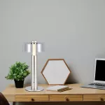 Lampka nocna LED zasilana bateryjnie / Wysokość:30cm / Bateria 1800mAh / Ściemnianie przez dotyk / Barwa:3000k / Obudowa: Szampańskie złoto