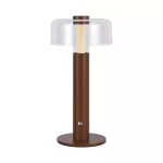 Lampka nocna LED zasilana bateryjnie / Wysokość:30cm / Bateria 1800mAh / Ściemnianie przez dotyk / Barwa:3000k / Obudowa: Brązowa