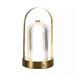 Lampka nocna LED zasilana bateryjnie / Wysokość:19cm / Bateria 1800mAh / Ściemnianie przez dotyk / Barwa:3w1 / Obudowa: Szampańskie złoto