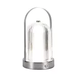 Lampka nocna LED zasilana bateryjnie / Wysokość:19cm / Bateria 1800mAh / Ściemnianie przez dotyk / Barwa:3w1 / Obudowa: Chrom