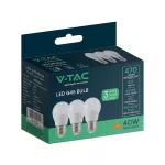 4.5W G45 Żarówka LED / Barwa:6500K/ Opakowanie: 3szt. / Trzonek: E27