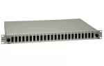 Przełącznica wysuwana 19" 1U 24xSC duplex (SC Duplex / LC Quad), szara; w komplecie kasety światłowodowe na 48 wł. i dławiki