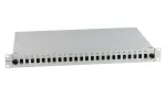 Przełącznica wysuwana 19" 1U 24xSC simplex (SC Simplex / E2000 / MTRJ / LC Duplex), szara; w komplecie kasety światłowodowe na 48 wł. i dławiki