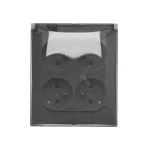 SIMON AQUACLICK WA-CGZ4xxx-xx-18Ax Gniazdo wtyczkowe natynkowe, 4-krotne z uziemieniem, klapka transparentna, IP44, Σ16A 250V~, zaciski śrubowe; ciemnoszary