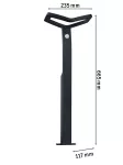 Oprawa ogrodowa ALARA LED 10W 450lm 3000K 665mm czujnik ruchu i zmierzchu IP44 230V antracyt / aluminium