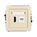 DECO Mechanizm gniazda pojedynczego HDMI 2.0, 4K + gniazda komp. poj. 1xRJ45, kat. 5e, 8-stykowy beżowy
