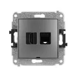 ICON Mechanizm gniazda pojedynczego HDMI 2.0, 4K + gniazda komp. poj. 1xRJ45, kat. 5e, 8-stykowy, bez pola opisowego grafitowy