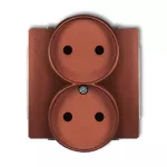 DECO Mechanizm gniazda podwójnego do ramki DECO Soft bez uziemienia 2x2P (przesłony torów prądowych) brązowy metalik