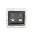 DOMO 01-1380-041 gr Gniazdo telefoniczne podwójne niezależne (2xRJ11)