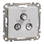 Gniazdo R/TV/SAT przelotowe (10dB), Sedna Design & Elements, srebrne aluminium