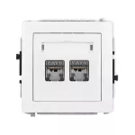DECO Mechanizm gniazda komputerowego podwójnego 2xRJ45, kat. 6, ekranowany, 8-stykowy biały mat