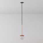 CLAR 250 fi100 wisząca wpust LED 2,7W/298lm/3000K, 230V, przewód czarny guma, kolor miedzi (gładki mat)