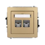 DECO Mechanizm gniazda komputerowego podwójnego 2xRJ45, kat. 6, ekranowany, 8-stykowy złoty metalik