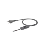 Przewód przyłączeniowy z przełącznikiem z zalewaną wtyczką płaską srebrny PVC 250V~/2,5A 2x0,5mm² - 2m S-13W-0,5-2-14