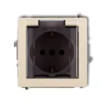DECO Mechanizm gniazda bryzgoszczelnego z uziemieniem SCHUKO 2P+Z (klapka dymna, przesłony torów prądowych) beżowy