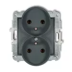 ICON Mechanizm gniazda podwójnego do ramki z uziemieniem 2x(2P+Z) (bez przesłon torów prądowych) grafitowy mat