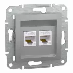 Asfora, gniazdo komputerowe 2x RJ45 kat.5e, UTP, bez ramki, aluminium