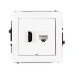 DECO Mechanizm gniazda pojedynczego HDMI 2.1, 8K + gniazda komp. poj. 1xRJ45, kat. 6A, 8-stykowy, bez pola opisowego biały