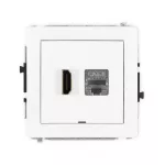 DECO Mechanizm gniazda pojedynczego HDMI 2.1, 8K + gniazda komp. poj. 1xRJ45, kat. 8, ekranowany, 8-stykowy, bez pola opisowego biały