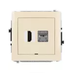 DECO Mechanizm gniazda pojedynczego HDMI 2.0, 4K + gniazda komp. poj. 1xRJ45, kat. 6, ekranowany, 8-stykowy, bez pola opisowego beżowy