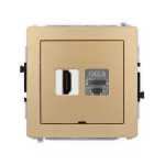 DECO Mechanizm gniazda pojedynczego HDMI 2.1, 8K + gniazda komp. poj. 1xRJ45, kat. 8, ekranowany, 8-stykowy, bez pola opisowego złoty metalik