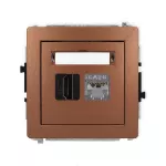 DECO Mechanizm gniazda pojedynczego HDMI 2.0, 4K + gniazda komp. poj. 1xRJ45, kat. 6, ekranowany, 8-stykowy brązowy metalik