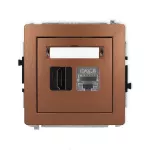 DECO Mechanizm gniazda pojedynczego HDMI 2.1, 8K + gniazda komp. poj. 1xRJ45, kat. 8, ekranowany, 8-stykowy brązowy metalik