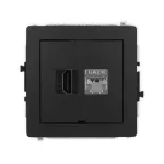 DECO Mechanizm gniazda pojedynczego HDMI 2.0, 4K + gniazda komp. poj. 1xRJ45, kat. 6, ekranowany, 8-stykowy, bez pola opisowego czarny mat