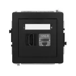 DECO Mechanizm gniazda pojedynczego HDMI 2.1, 8K + gniazda komp. poj. 1xRJ45, kat. 8, ekranowany, 8-stykowy czarny mat