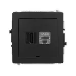 DECO Mechanizm gniazda pojedynczego HDMI 2.1, 8K + gniazda komp. poj. 1xRJ45, kat. 8, ekranowany, 8-stykowy, bez pola opisowego czarny mat