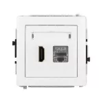 DECO Mechanizm gniazda pojedynczego HDMI 2.1, 8K + gniazda komp. poj. 1xRJ45, kat. 8, ekranowany, 8-stykowy biały mat