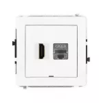 DECO Mechanizm gniazda pojedynczego HDMI 2.1, 8K + gniazda komp. poj. 1xRJ45, kat. 8, ekranowany, 8-stykowy, bez pola opisowego biały mat