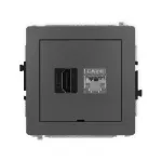 DECO Mechanizm gniazda pojedynczego HDMI 2.0, 4K + gniazda komp. poj. 1xRJ45, kat. 6, ekranowany, 8-stykowy, bez pola opisowego grafitowy mat