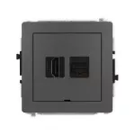 DECO Mechanizm gniazda pojedynczego HDMI 2.1, 8K + gniazda komp. poj. 1xRJ45, kat. 6A, 8-stykowy, bez pola opisowego grafitowy mat