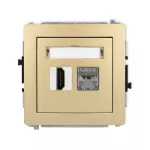 DECO Mechanizm gniazda pojedynczego HDMI 2.0, 4K + gniazda komp. poj. 1xRJ45, kat. 6, ekranowany, 8-stykowy złoty