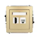 DECO Mechanizm gniazda pojedynczego HDMI 2.0, 4K + gniazda komp. poj. 1xRJ45, kat. 6A, 8-stykowy złoty