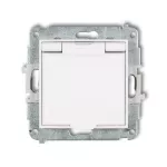 ICON Mechanizm gniazda bryzgoszczelnego z uziemieniem 2P+Z (klapka biały mat, przesłony torów prądowych) biały mat