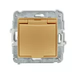 ICON Mechanizm gniazda bryzgoszczelnego z uziemieniem 2P+Z (klapka złota, przesłony torów prądowych) złoty