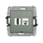 ICON Mechanizm gniazda pojedynczego HDMI 2.0, 4K + gniazda komp. poj. 1xRJ45, kat. 6A, 8-stykowy, bez pola opisowego szałwiowy
