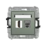 ICON Mechanizm gniazda pojedynczego HDMI 2.1, 8K + gniazda komp. poj. 1xRJ45, kat. 8, ekranowany, 8-stykowy szałwiowy
