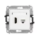 MINI Mechanizm gniazda pojedynczego HDMI 2.1, 8K + gniazda komp. poj. 1xRJ45, kat. 6A, 8-stykowy biały