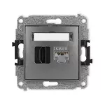 MINI Mechanizm gniazda pojedynczego HDMI 2.0, 4K + gniazda komp. poj. 1xRJ45, kat. 6, ekranowany, 8-stykowy grafitowy