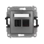 MINI Mechanizm gniazda pojedynczego HDMI 2.0, 4K + gniazda komp. poj. 1xRJ45, kat. 6A, 8-stykowy grafitowy